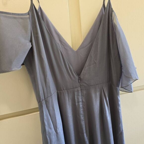 Shein Shimmer Grey Jumpsuit with Spaghetti Straps, NWOT, Sample, sz. 4 - Picture 5 of 10